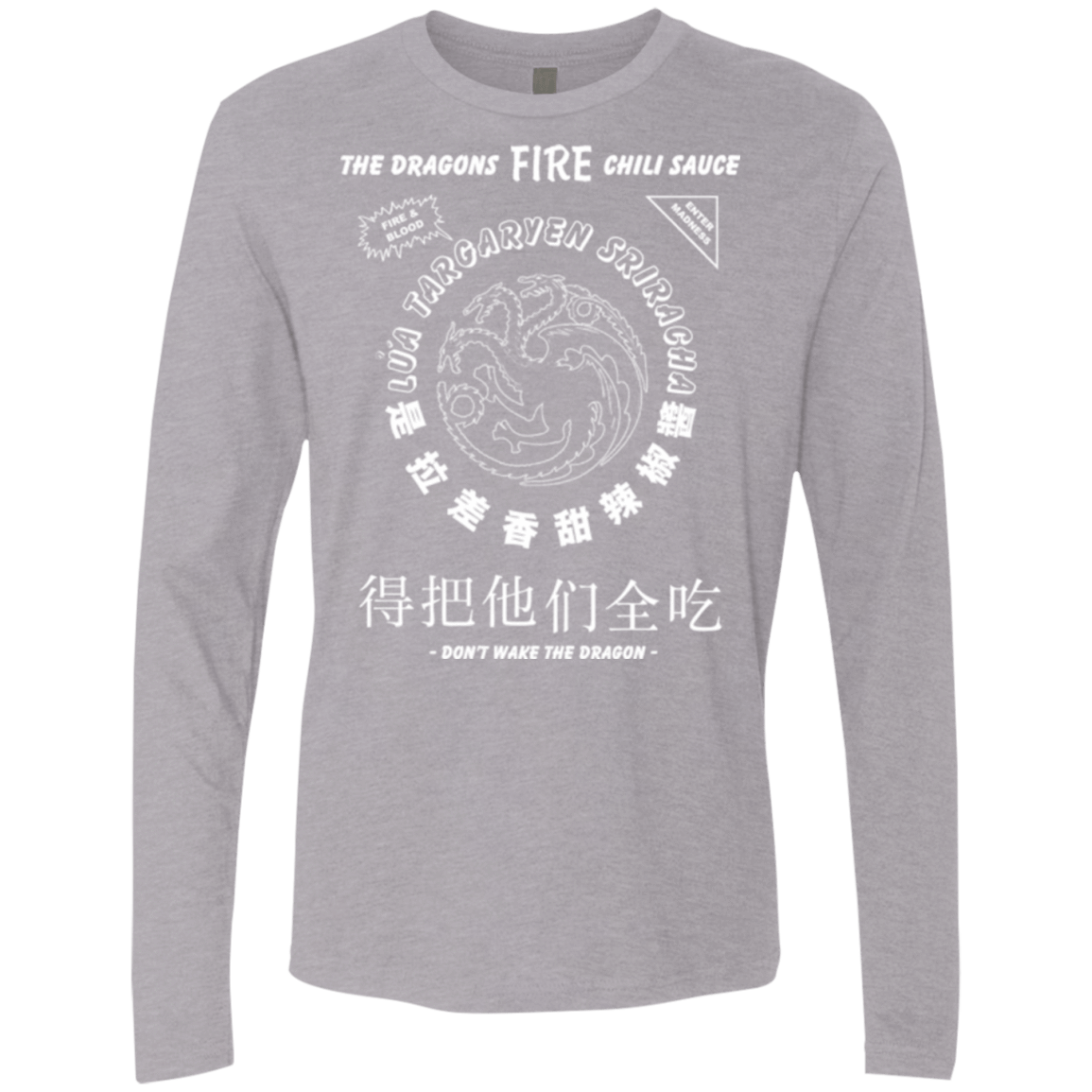 T-Shirts Heather Grey / Small Dragons Fire Chili Sauce Men's Premium Long Sleeve