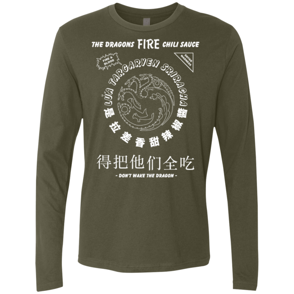 T-Shirts Military Green / Small Dragons Fire Chili Sauce Men's Premium Long Sleeve