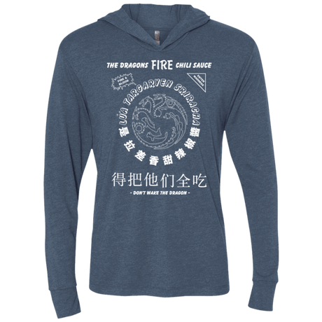 T-Shirts Indigo / X-Small Dragons Fire Chili Sauce Triblend Long Sleeve Hoodie Tee