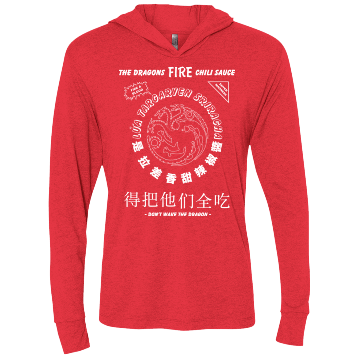T-Shirts Vintage Red / X-Small Dragons Fire Chili Sauce Triblend Long Sleeve Hoodie Tee