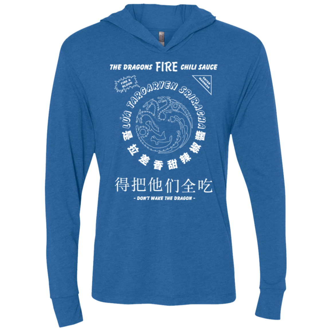 T-Shirts Vintage Royal / X-Small Dragons Fire Chili Sauce Triblend Long Sleeve Hoodie Tee