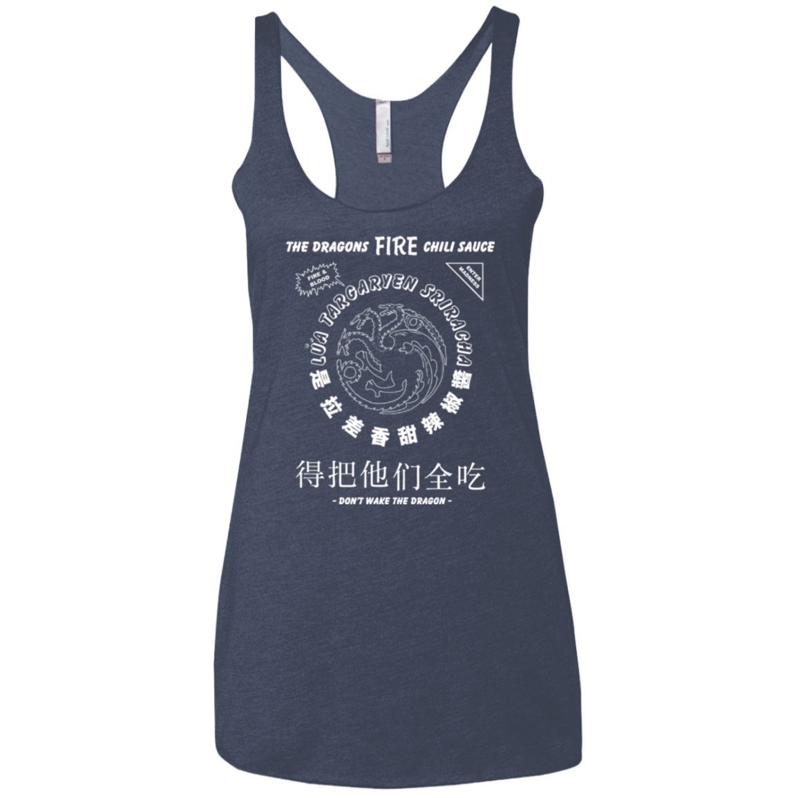 T-Shirts Vintage Navy / X-Small Dragons Fire Chili Sauce Women's Triblend Racerback Tank