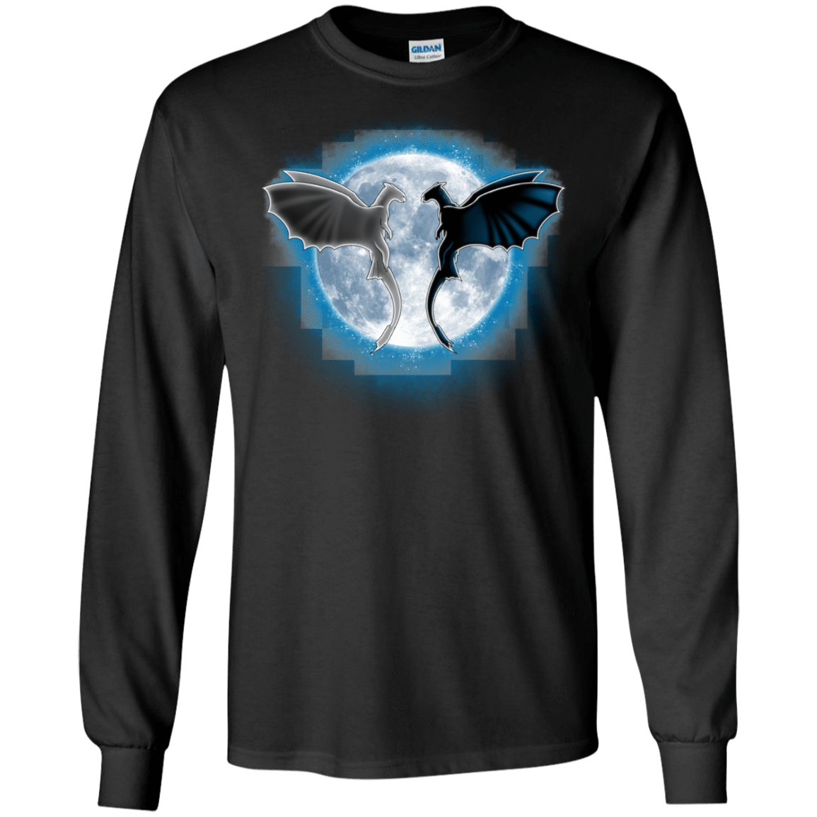 T-Shirts Black / S Dragons Moon Men's Long Sleeve T-Shirt