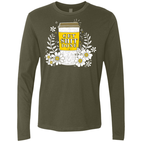 T-Shirts Military Green / S Drink Coffee, Get Shit Done Men's Premium Long Sleeve