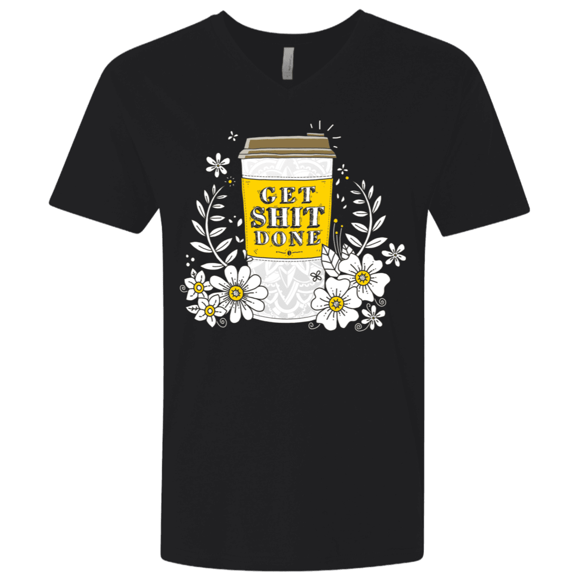 T-Shirts Black / X-Small Drink Coffee, Get Shit Done Men's Premium V-Neck