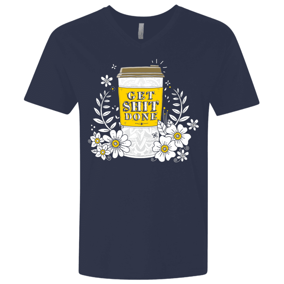 T-Shirts Midnight Navy / X-Small Drink Coffee, Get Shit Done Men's Premium V-Neck