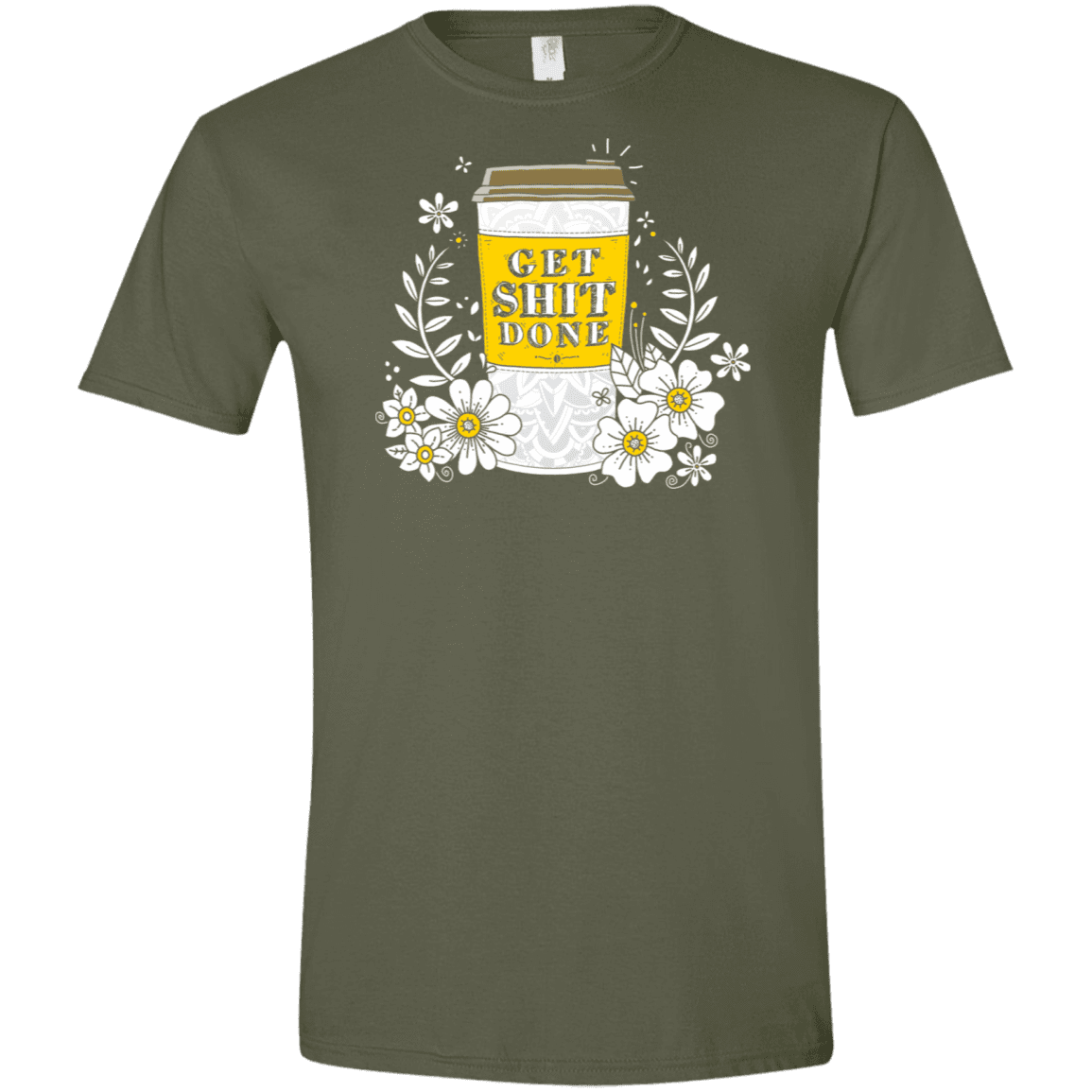 T-Shirts Military Green / S Drink Coffee, Get Shit Done Men's Semi-Fitted Softstyle