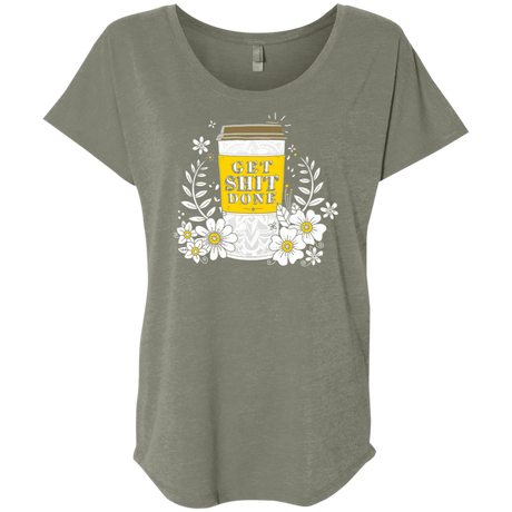 T-Shirts Venetian Grey / X-Small Drink Coffee, Get Shit Done Triblend Dolman Sleeve