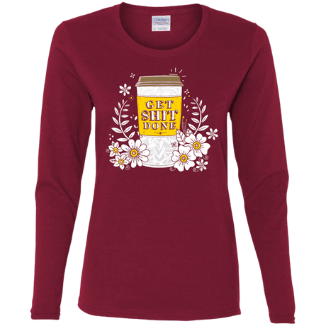 T-Shirts Cardinal / S Drink Coffee, Get Shit Done Women's Long Sleeve T-Shirt