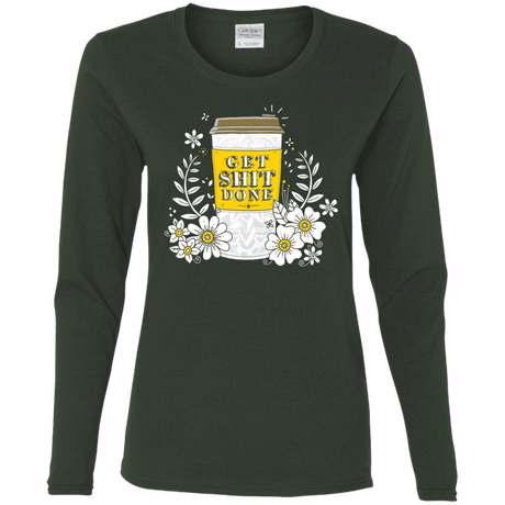 T-Shirts Forest / S Drink Coffee, Get Shit Done Women's Long Sleeve T-Shirt