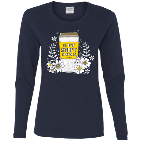 T-Shirts Navy / S Drink Coffee, Get Shit Done Women's Long Sleeve T-Shirt