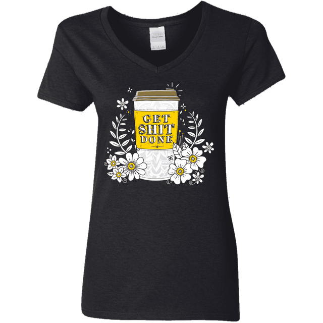 T-Shirts Black / S Drink Coffee, Get Shit Done Women's V-Neck T-Shirt