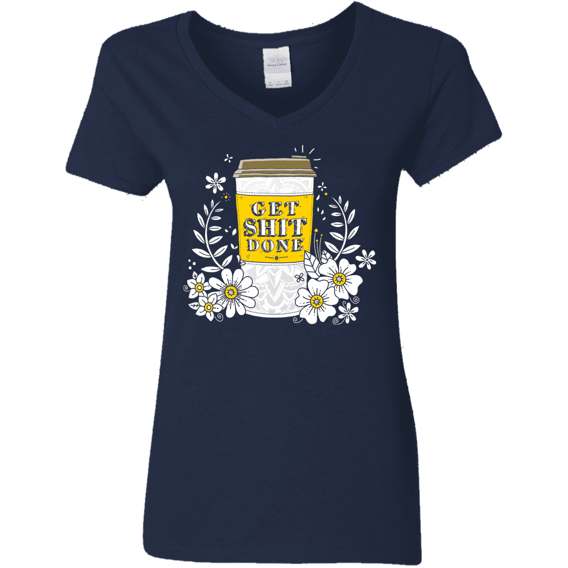 T-Shirts Navy / S Drink Coffee, Get Shit Done Women's V-Neck T-Shirt