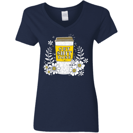 T-Shirts Navy / S Drink Coffee, Get Shit Done Women's V-Neck T-Shirt