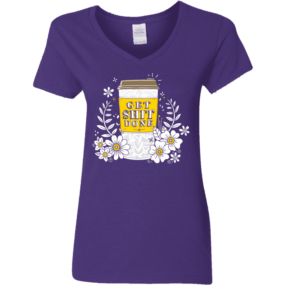 T-Shirts Purple / S Drink Coffee, Get Shit Done Women's V-Neck T-Shirt