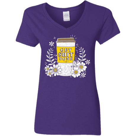 T-Shirts Purple / S Drink Coffee, Get Shit Done Women's V-Neck T-Shirt