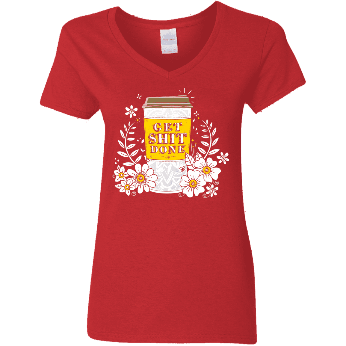 T-Shirts Red / S Drink Coffee, Get Shit Done Women's V-Neck T-Shirt