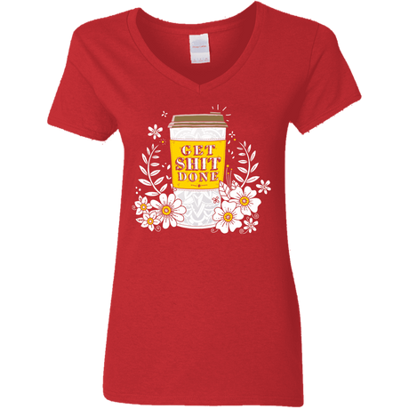 T-Shirts Red / S Drink Coffee, Get Shit Done Women's V-Neck T-Shirt