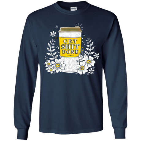 T-Shirts Navy / YS Drink Coffee, Get Shit Done Youth Long Sleeve T-Shirt