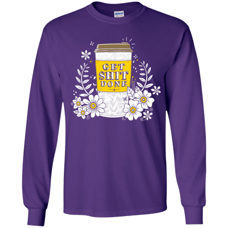 T-Shirts Purple / YS Drink Coffee, Get Shit Done Youth Long Sleeve T-Shirt