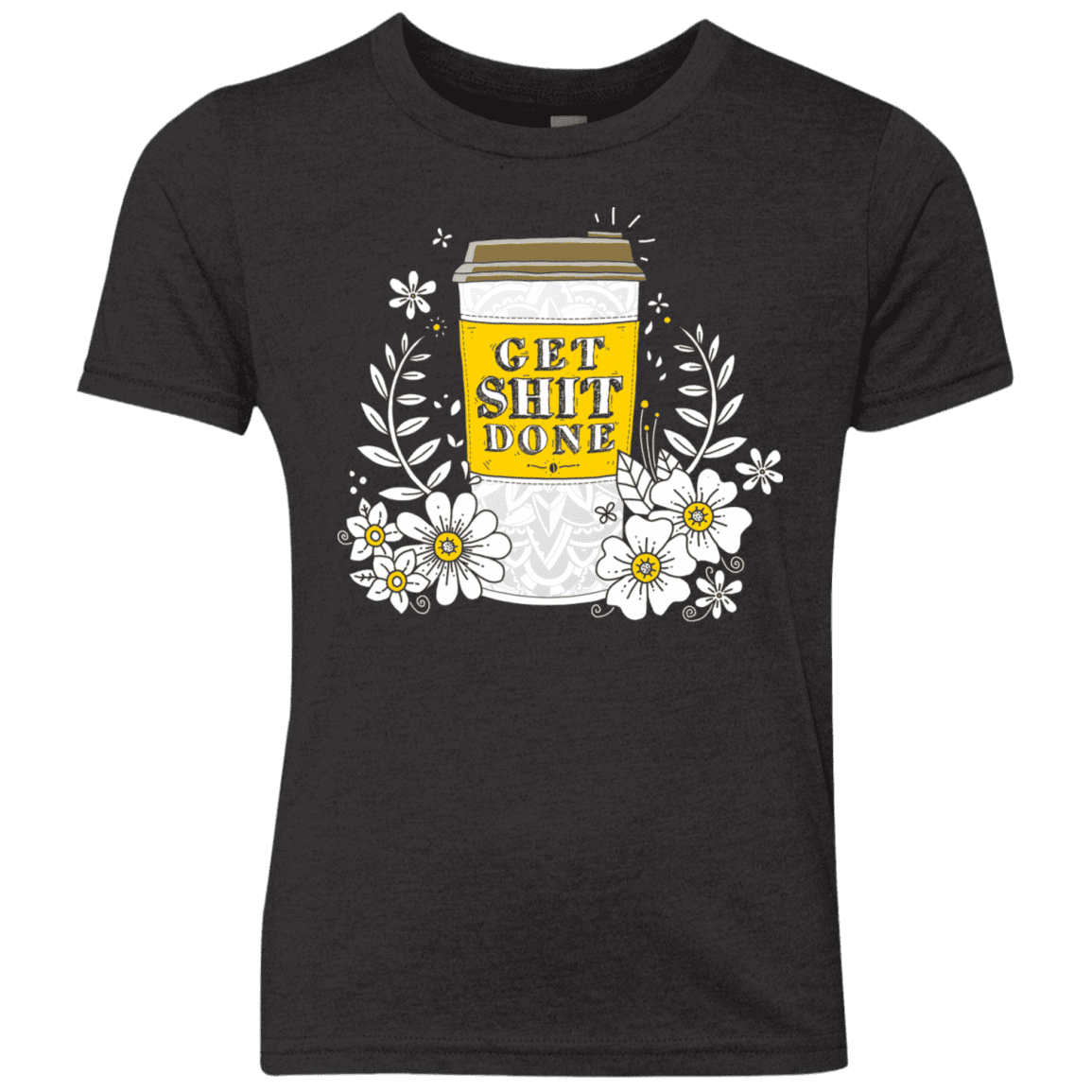 T-Shirts Vintage Black / YXS Drink Coffee, Get Shit Done Youth Triblend T-Shirt