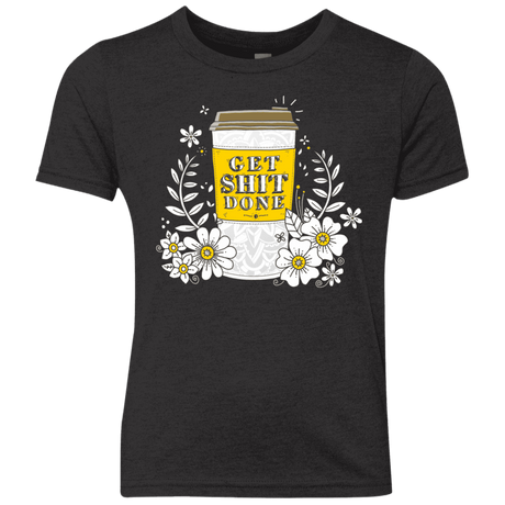 T-Shirts Vintage Black / YXS Drink Coffee, Get Shit Done Youth Triblend T-Shirt