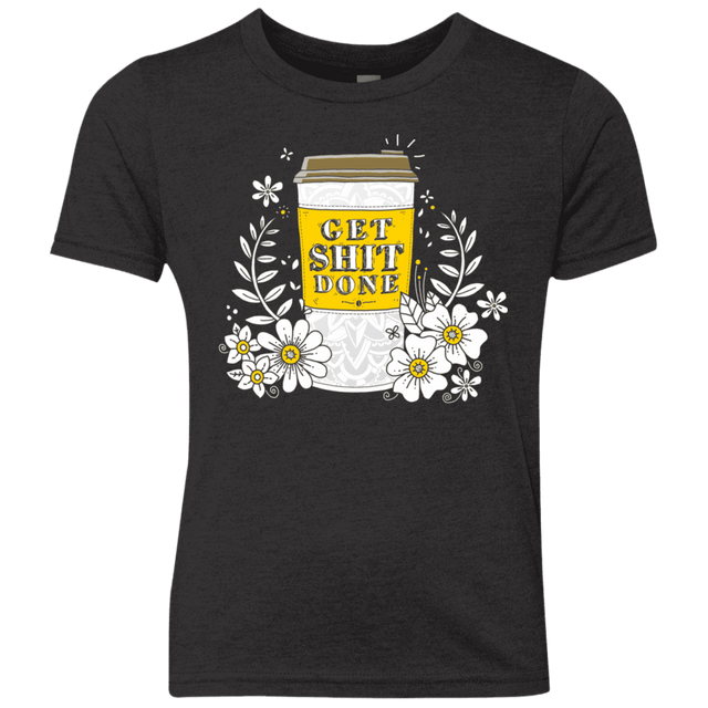 T-Shirts Vintage Black / YXS Drink Coffee, Get Shit Done Youth Triblend T-Shirt