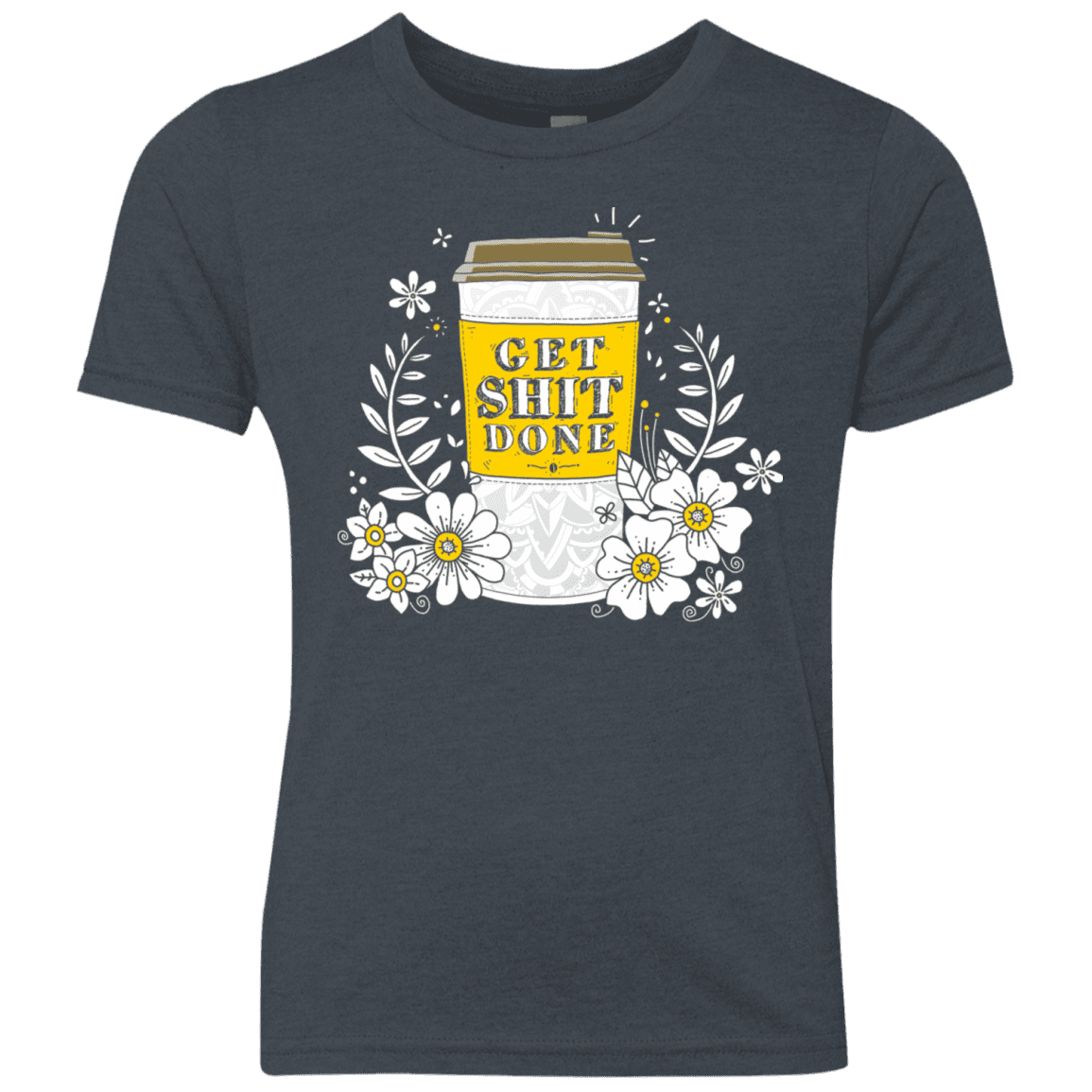 T-Shirts Vintage Navy / YXS Drink Coffee, Get Shit Done Youth Triblend T-Shirt