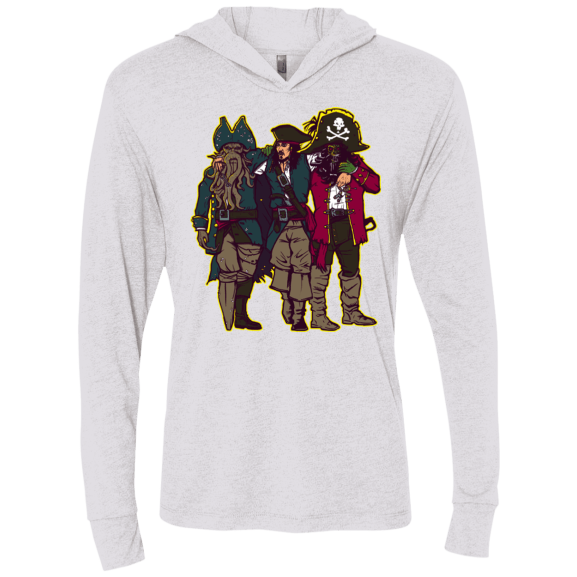 T-Shirts Heather White / X-Small Drink Up Me Hearties Triblend Long Sleeve Hoodie Tee