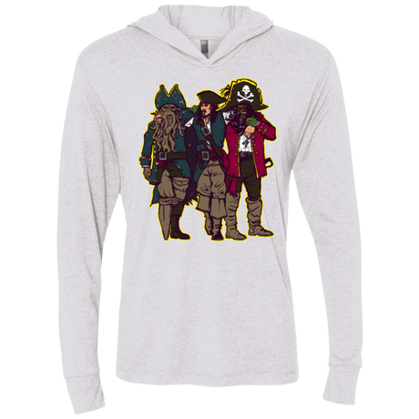 T-Shirts Heather White / X-Small Drink Up Me Hearties Triblend Long Sleeve Hoodie Tee