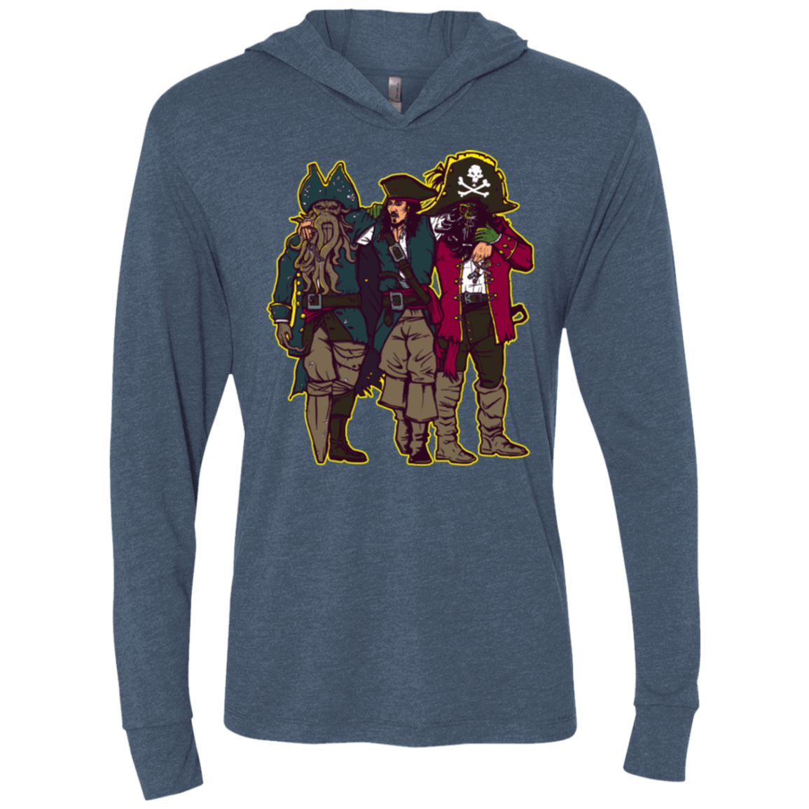 T-Shirts Indigo / X-Small Drink Up Me Hearties Triblend Long Sleeve Hoodie Tee