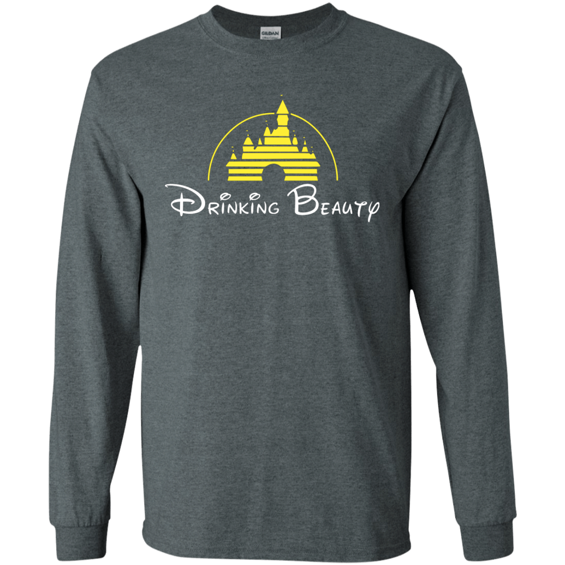 T-Shirts Dark Heather / S Drinking Beauty Men's Long Sleeve T-Shirt