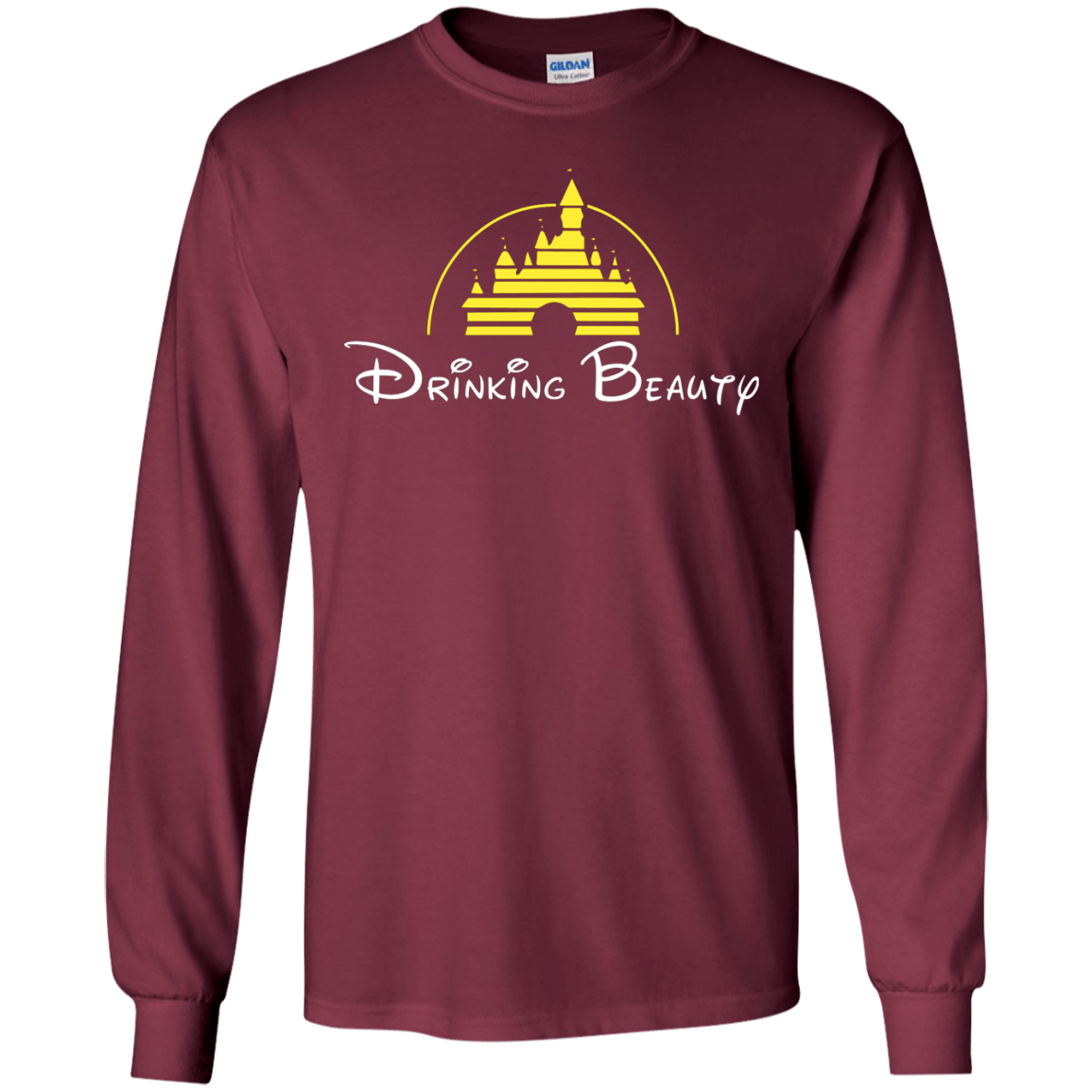 T-Shirts Maroon / S Drinking Beauty Men's Long Sleeve T-Shirt