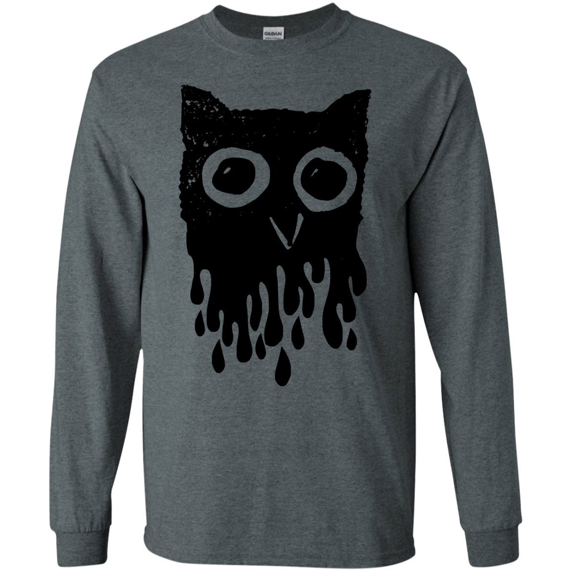 T-Shirts Dark Heather / S Dripping Owl Men's Long Sleeve T-Shirt