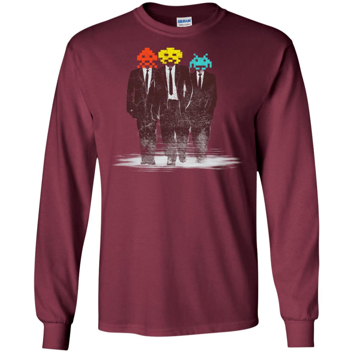 T-Shirts Maroon / S Earth Invaders Men's Long Sleeve T-Shirt