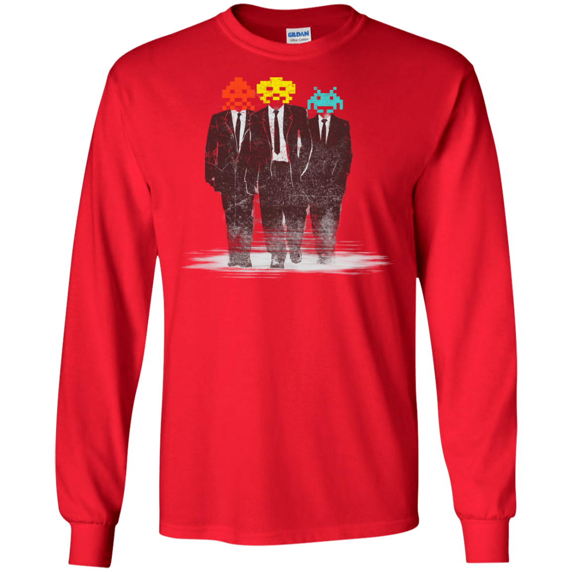 T-Shirts Red / S Earth Invaders Men's Long Sleeve T-Shirt