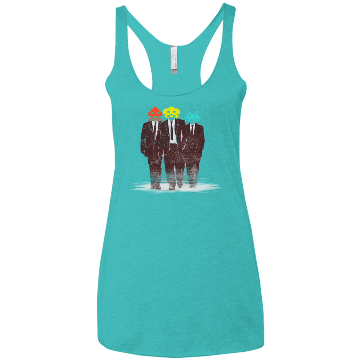 T-Shirts Tahiti Blue / X-Small Earth Invaders Women's Triblend Racerback Tank