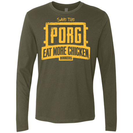 T-Shirts Military Green / Small Eat More Chicken Men's Premium Long Sleeve