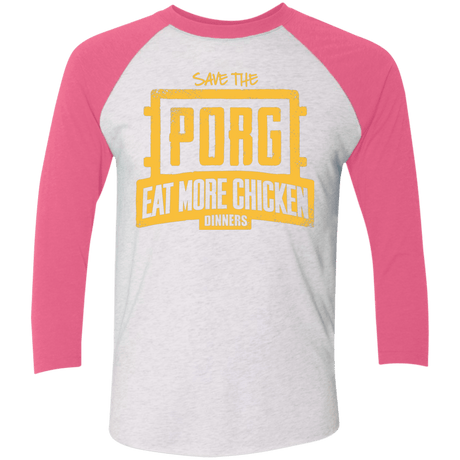 T-Shirts Heather White/Vintage Pink / X-Small Eat More Chicken Triblend 3/4 Sleeve