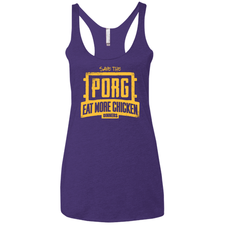 T-Shirts Purple / X-Small Eat More Chicken Women's Triblend Racerback Tank