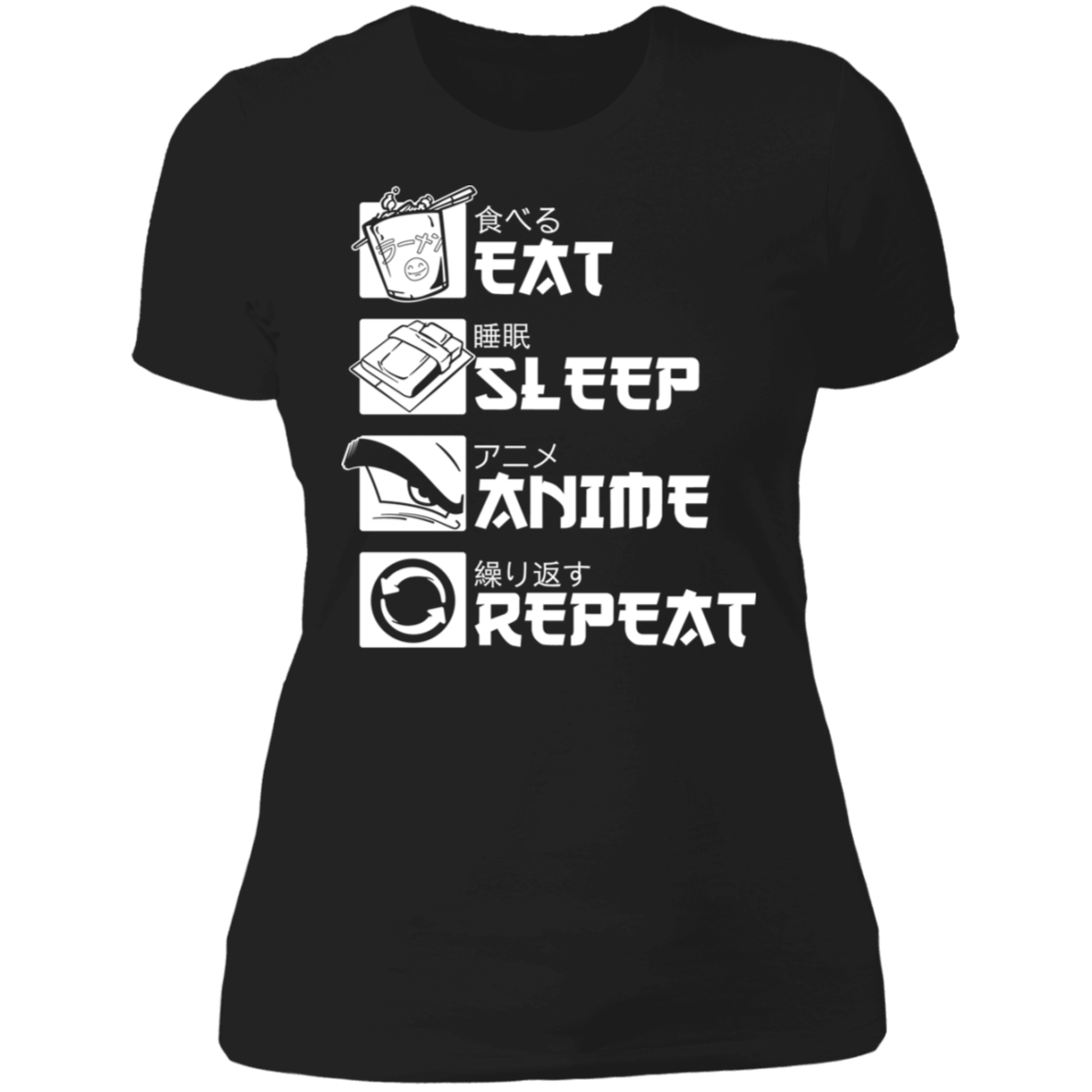 T-Shirts Black / X-Small Eat Sleep Anime Women's Premium T-Shirt