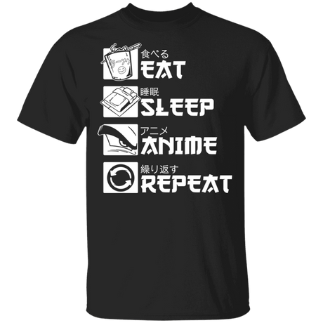 T-Shirts Black / YXS Eat Sleep Anime Youth T-Shirt