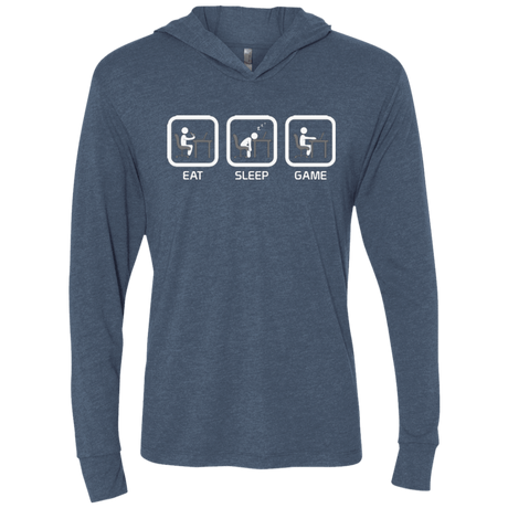 T-Shirts Indigo / X-Small Eat Sleep Game PC Triblend Long Sleeve Hoodie Tee