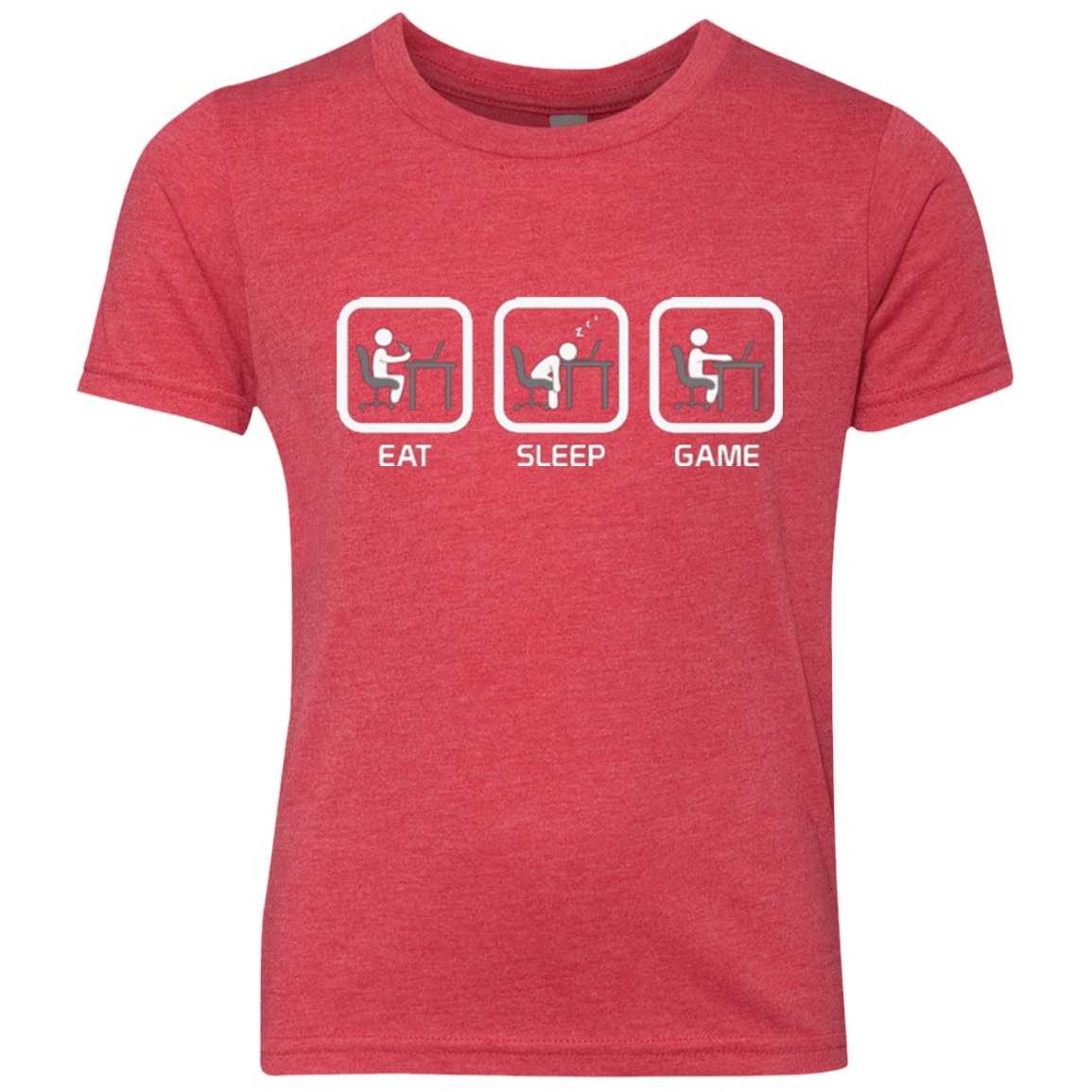 T-Shirts Vintage Red / YXS Eat Sleep Game PC Youth Triblend T-Shirt