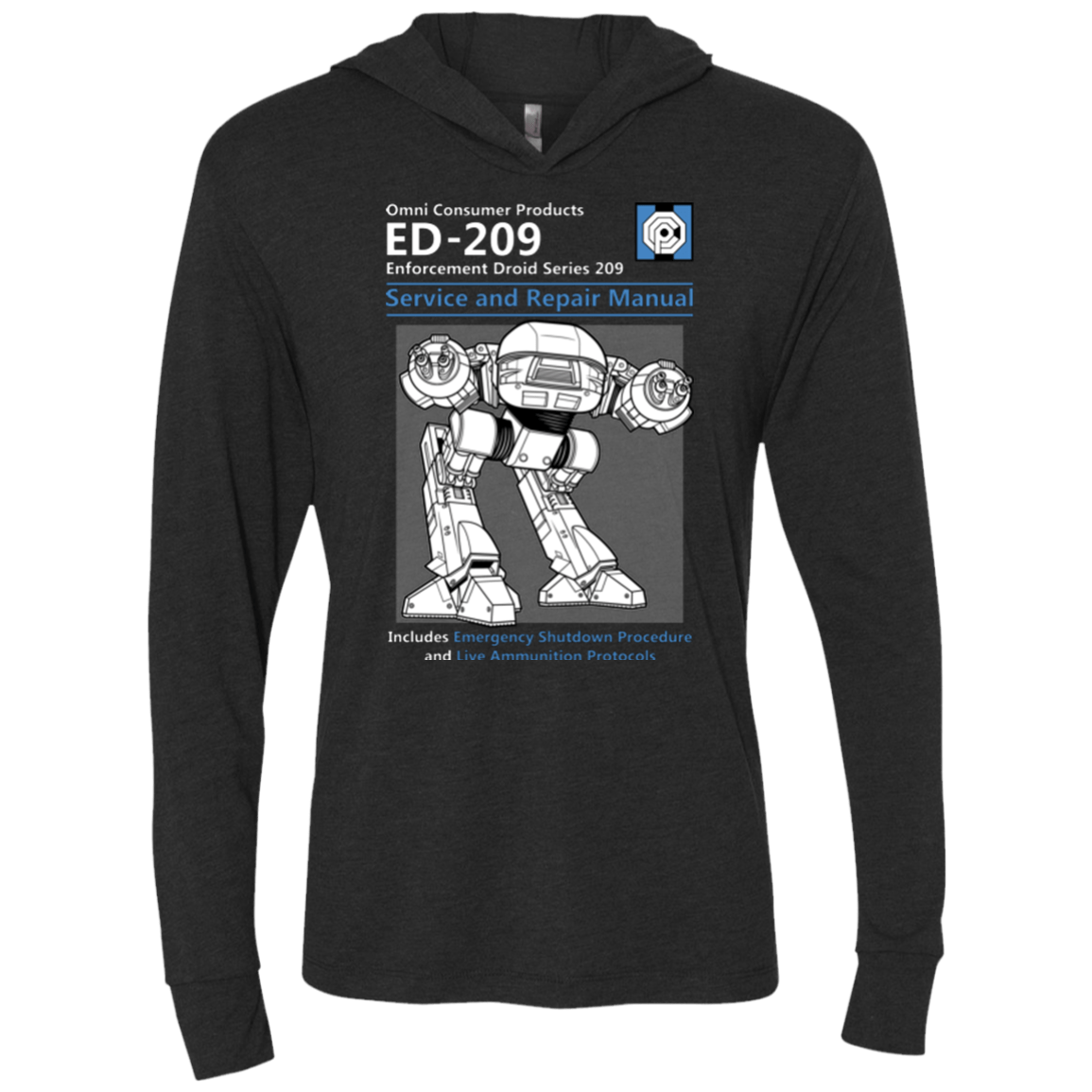 T-Shirts Vintage Black / X-Small ED209 SERVICE & REPAIR MANUAL Triblend Long Sleeve Hoodie Tee