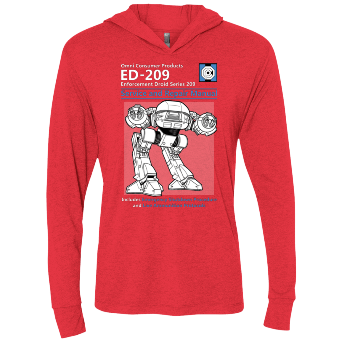 T-Shirts Vintage Red / X-Small ED209 SERVICE & REPAIR MANUAL Triblend Long Sleeve Hoodie Tee