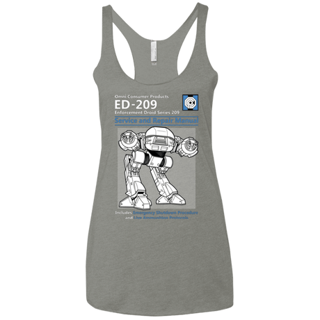 T-Shirts Venetian Grey / X-Small ED209 SERVICE & REPAIR MANUAL Women's Triblend Racerback Tank