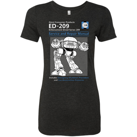 T-Shirts Vintage Black / Small ED209 SERVICE & REPAIR MANUAL Women's Triblend T-Shirt