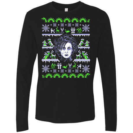 T-Shirts Black / Small Edward Scissorhands ugly sweater Men's Premium Long Sleeve