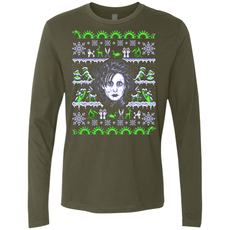 T-Shirts Military Green / Small Edward Scissorhands ugly sweater Men's Premium Long Sleeve